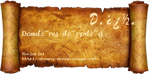 Domány Árpád névjegykártya