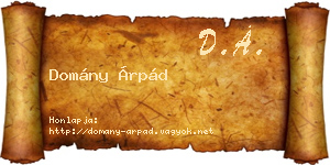 Domány Árpád névjegykártya