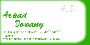 arpad domany business card